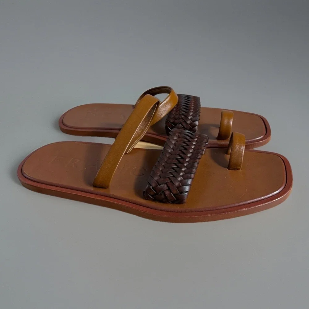 Dear Frances Lee Sandals Womens 37 US 7 Brown Leather High‎ Quality Braided